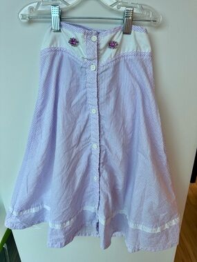 Vintage Lavender & White Button-Front Girls Skirt